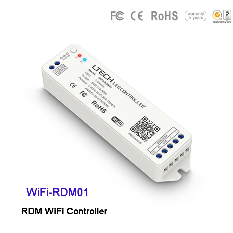 

LTECH led RDM WiFi Controller WiFi-RDM01 Received/Transmitted DMX512 channels DC5~24V DMX/RDM 2.4GHz for led lamp light