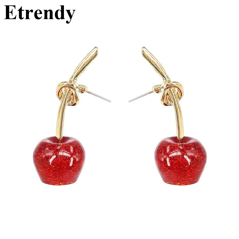 

Cute Red Cherry Earrings New Fashion Jewelry Women's Fruit Drop Earrings Gift