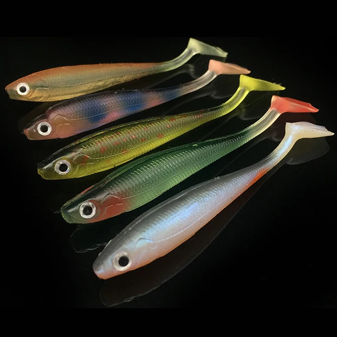 

Soft Bait 5pcs/lot 9cm/5g Groove Back Fishing lure Simulation Fish Hook Set Fishing lure bait T-tail PVC