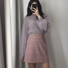Mazefeng Весенняя женская юбка в школьном стиле тонкая женская повседневная юбка женская с высокой талией клетчатая трапециевидная юбка