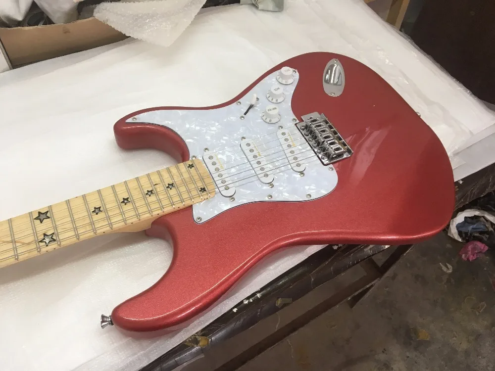 

Anmiyue electric guitar / matte red and white board black hardware quality Guitar / Chinese Guitar