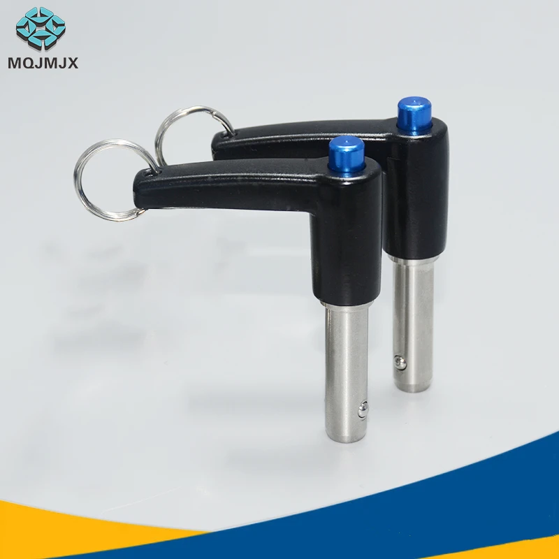 0.25 Diameter Plain Finish 304 Stainless Steel Quick-Release Pin 3.50 Usable Length L-Handle Push Button
