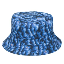 2017 Summer Harajuku Flat Bucket Hats 3D printed Dot Bluebeerry Beach Hat Hip Hop tartan Aztec