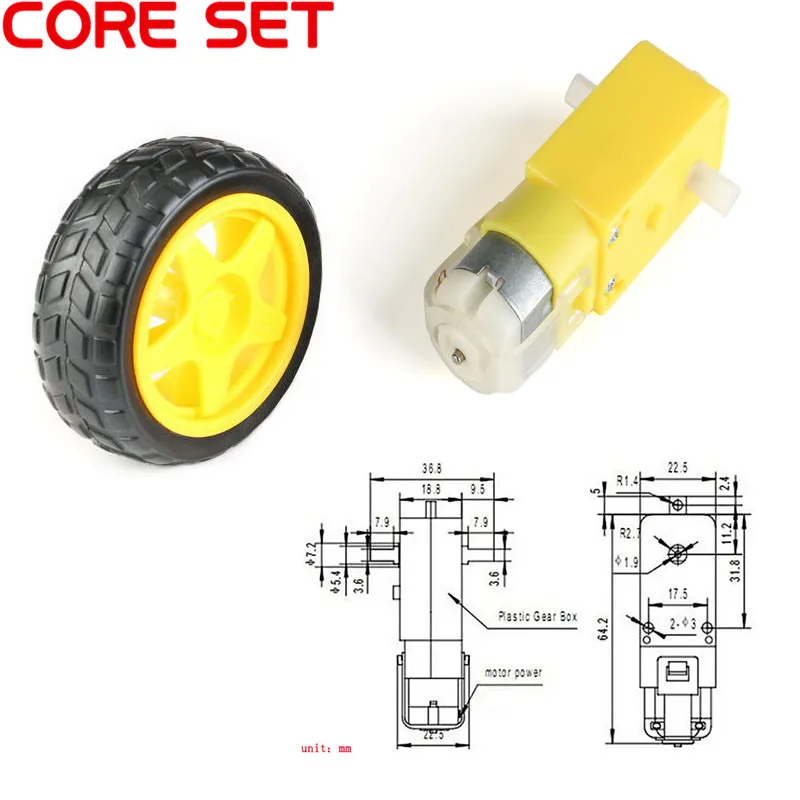Moteur réducteur pour roue Arduino Robot voiture intelligente Pneus plastique Moteur réducteur pour roue Arduino Robot voiture intelligente Pneus plastique