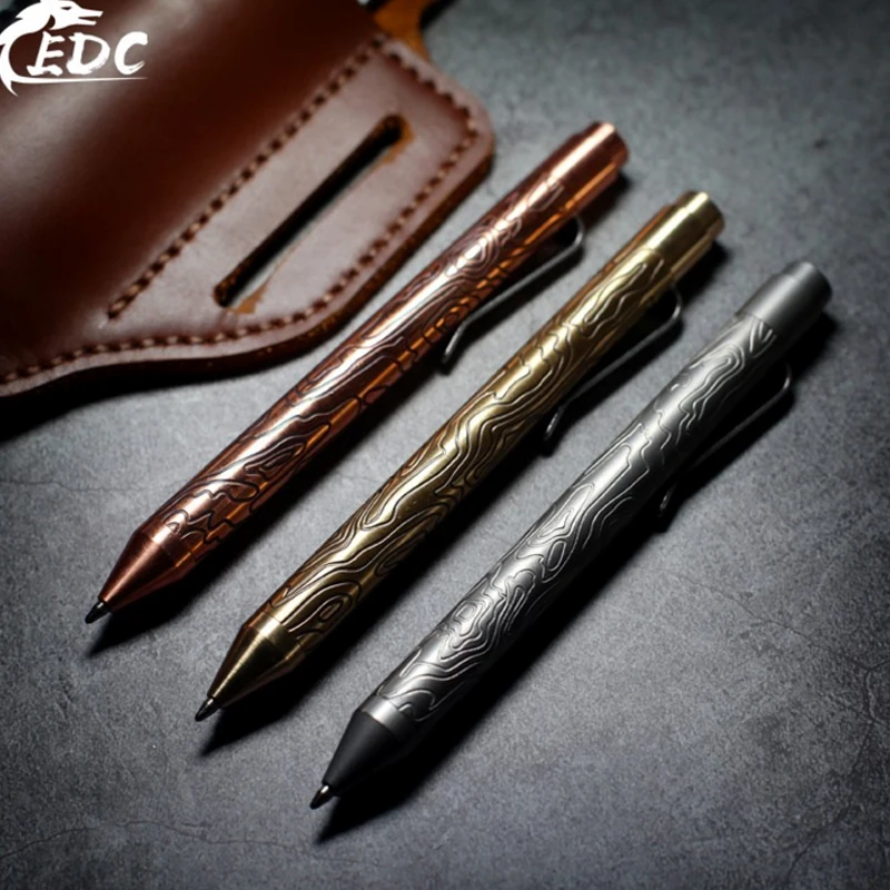 

EDC Nottingham Tactical Pen Brass / purple copper/Titanium alloy TC4 Topological texture Tactical pen