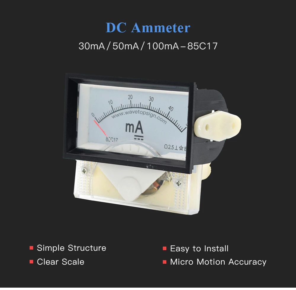 WaveTopSign 30mA 50mA Амперметр 85C17 DC 0-50mA аналоговая AMP Панель измеритель тока для CO2 лазерный станок для гравировки и резки