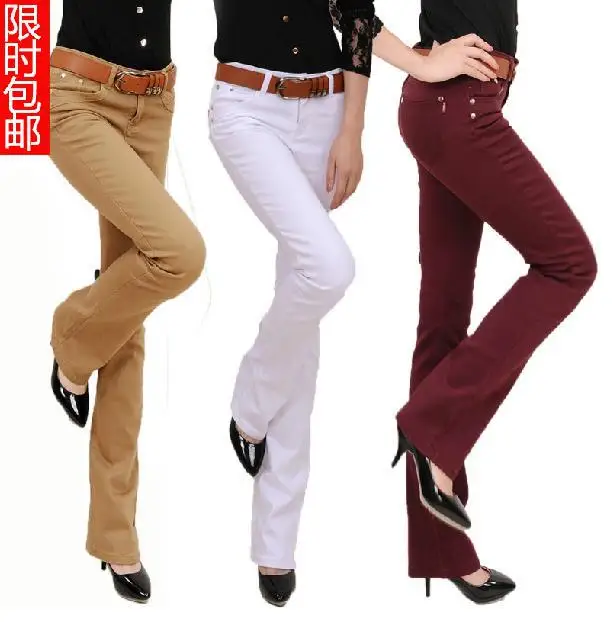 

Free shipping Plus Size Women 's Fashion Boot Cut Trousers Candy Colors Pants pencil pants Long Fashion Slim Formal Trousers