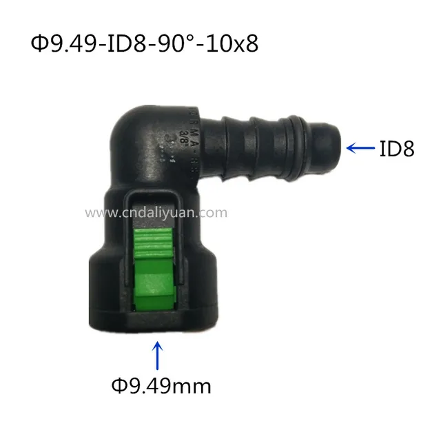 9.49mm ID8 90 degree fuel line quick connector plastic connector for Ford Volkswagen Audi 5pcs a