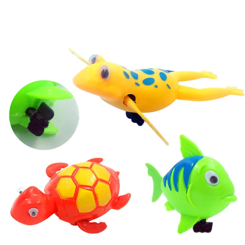 Детские игрушки для купания затычки Wind up Frogman Ванна игрушка для дайвера плавательный лягушка детская ванная черепаха утка Ванна игрушка