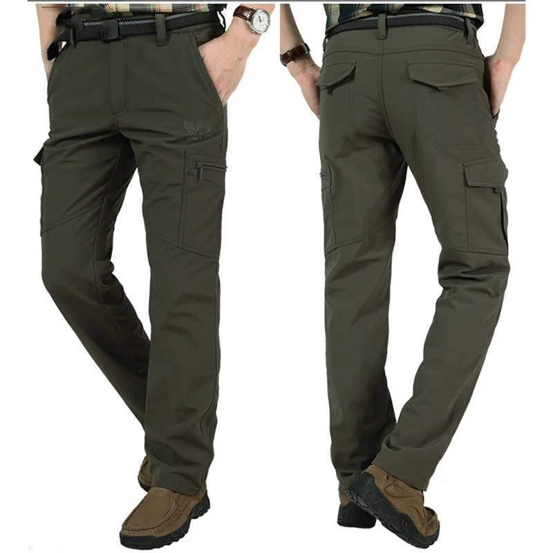 Fleece Thicken Warm Cargo Military Tactical Pants Men's Winter Casual Warm Thermal Baggy Trousers M