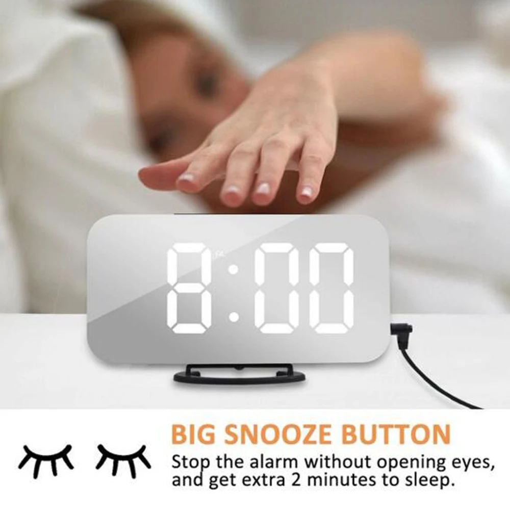 Зарядное устройство для мобильного телефона, зеркальный электронный будильник, модель, светодиодный дисплей, часы для отеля