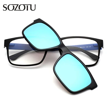 

TR90 Optical Eyeglasses Frame Men Women Clip On Magnets Polarized Sunglasses Myopia Glasses Spectacle Frame For Male YQ189