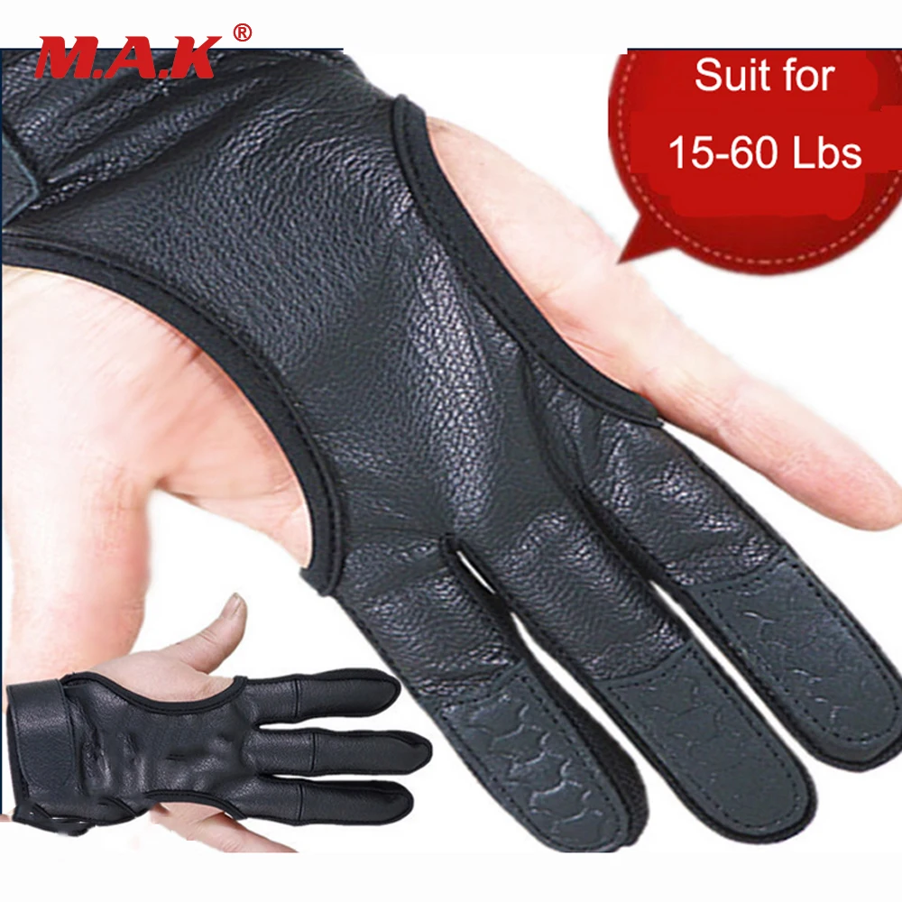 Comprar Guantes de protección de tiro con arco para tiro con arco de alta elasticidad de cuero con 3 dedos