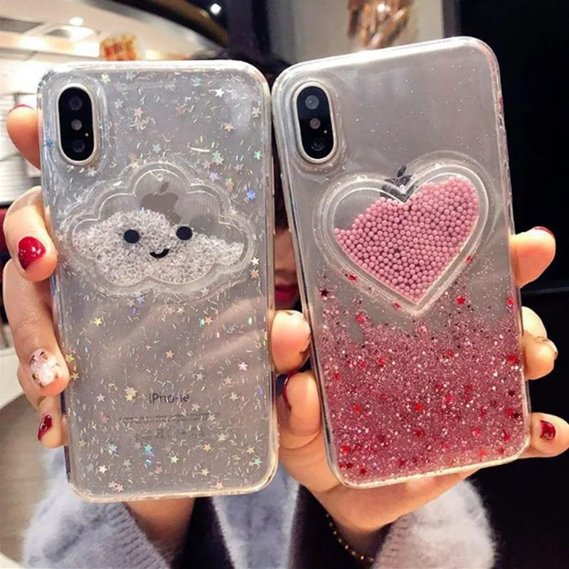 

Cloud Heart Phone Case for iPhone XR XS max X Case Silicone Soft Case For iPhone 6 6S 7 8 Plus Cute Transparent 3D Pattern Cover