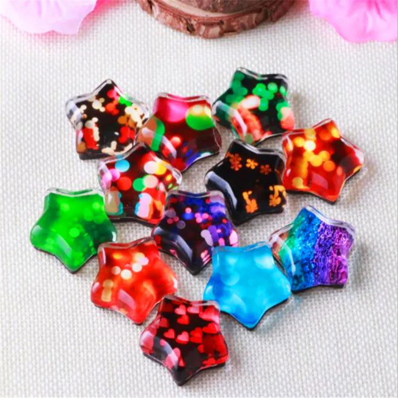 

mix colors Glass Dome stars Time gem cabochon Crystal fridge sticker non-magnetic photo Cover craft Accessories BC04