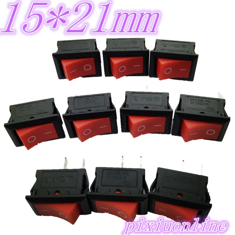 G127Y 10 шт. красный 15*21 мм SPST 2PIN вкл/выкл перекидной клавишный выключатель 6А/250 в 10А/125