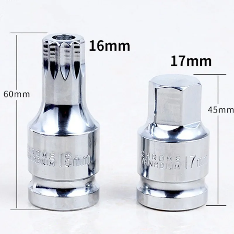 M16 1//2/'/' Drive Oil Drain Plug Screw Socket Tool for VW Audi Chrome Plated