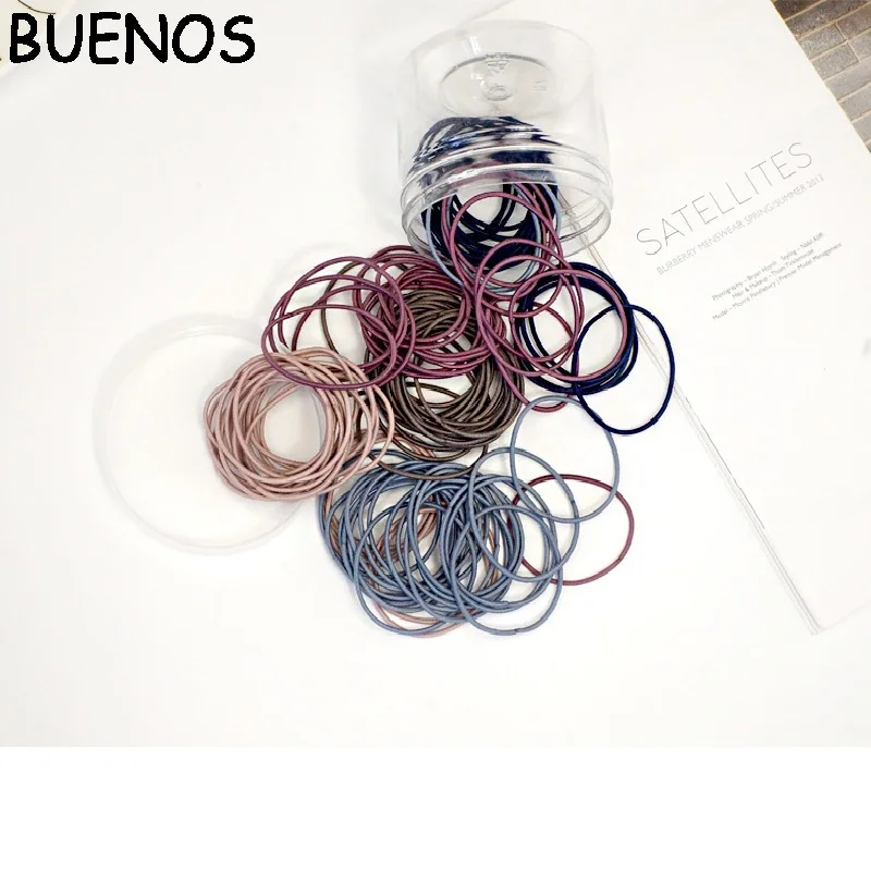 

BUENOS 100 Ppcs/lot 4CM Hair Accessories Women Rubber Bands Scrunchy Elastic Hair Bands Girls Headband Ties Gum for Hair CE0581