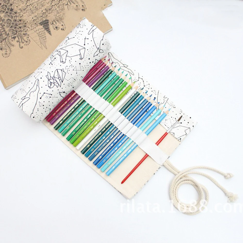 

Big Pencil Case School Canvas Roll Pouch pencil box Constellation Pencil Case Sketch Brush pen Pencil Bag Tools