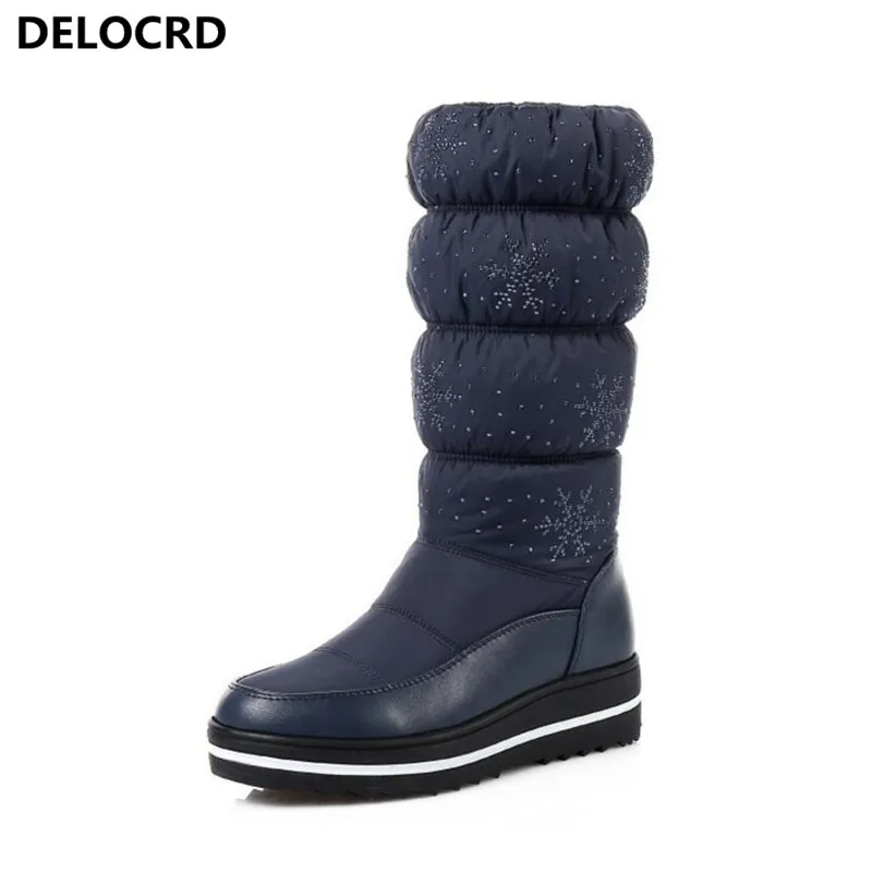 

Women's ShoesNew Large Size Cotton Shoes Ladies Waterproof Cold Warm Down Snow Boots Flat High Boots Personalized Design Winter