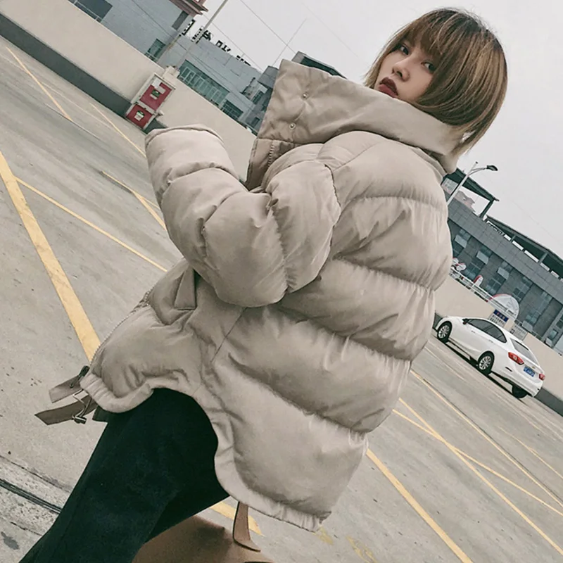 Cheerart Winter Coat Women Parka Down Jacket Stand Collar Anorak Thick Windbreaker Female Zipper Quilted Coat Femme Korean Style
