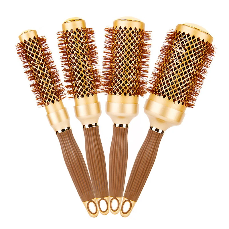Redonda de Cabelo Resistente ao Calor Pente para Cabeleireiro Tamanhos Escova Cerâmico Estilo Curling Cerâmica Ionic Escovas Redondas 1245 4 Pçs - Set 9 High Quality Beleza e saúde
