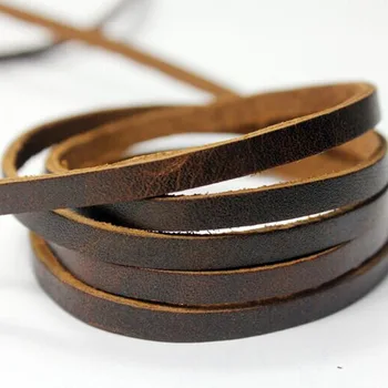 

AaaZee 5mmx2mm Rustic Brown Real Cow Hide Leather Strip 5mm Wide Coated Genuine Cord for Jewelry Necklace Bracelet Making