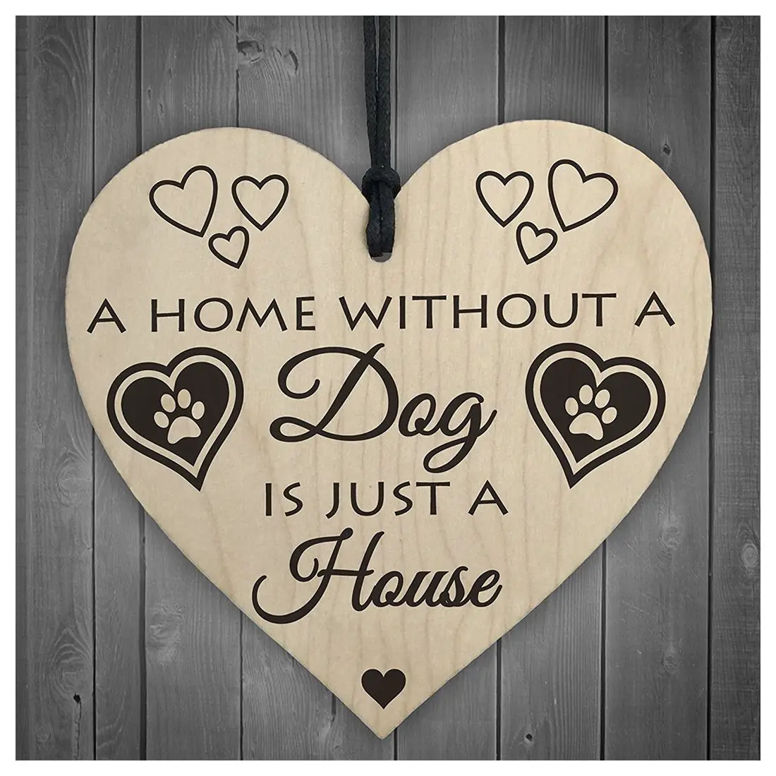Gran venta hogar sin perro es solo una casa colgante de madera en forma de corazón Placa de regalo