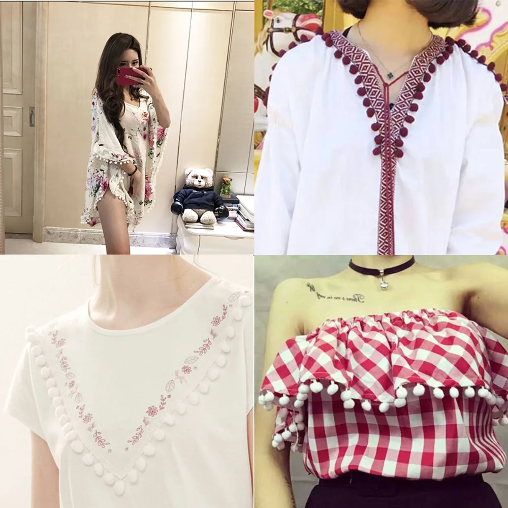 Шарики занавески с помпоном 20 цветов 5 ярдов мм|lace accessories|clothing accessoriescolor pompons |