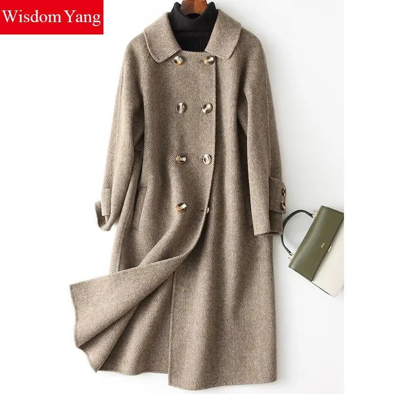 

Elegant Grey Khaki Wool Womens Coats Winter Warm 2018 Female Xlong Overcoat Woolen Woman Coat Office Ladies Slim Outerwear
