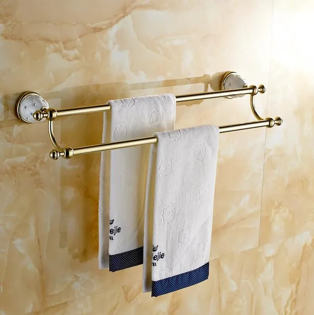 Antique Gold Silver Black Diamond Ceramic Solid Br Double Towel Antique Gold Silver Black Diamond Ceramic Solid Br Double Towel Bar Wall Mounted Bathroom Accessories