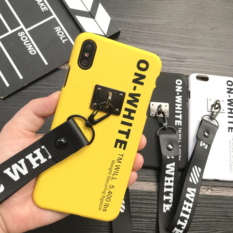 

New off for iphone XR case Popular Twill lanyard Hard plastic cover case for iphone 6S 7 8plus X XR XS MAX white phone coque