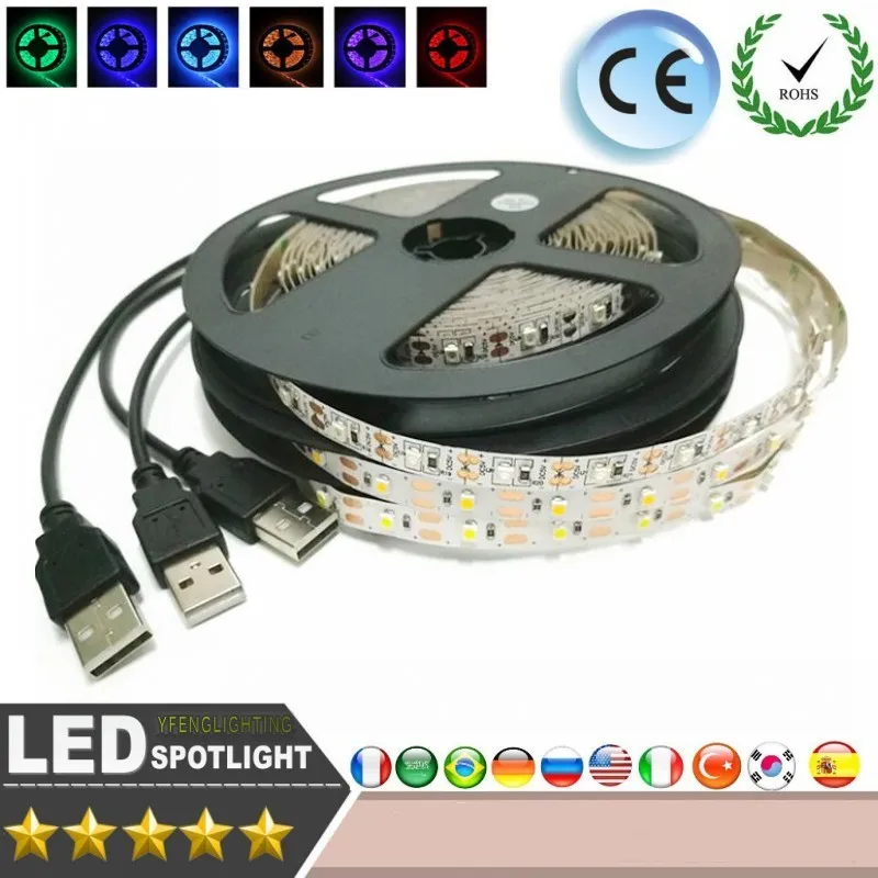 

LED Strip USB Night Lighting String DC5V LED Strip Port Cable 1M 2M 3M 4M 5M Not waterproof for TV/ PC/ Laptop Strip light lamp