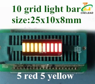 

10 grid Bi-color digital tube light bar 5 red 5 yellow LED digital light bar 10 segment LED light bar led display