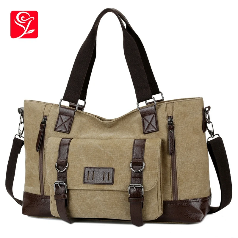 

2019 New Canvas Leather Crossbody Bag Men Messenger Bags Men's Shoulder Bag Fashion Casual Travel Bags Brand Business Handbags