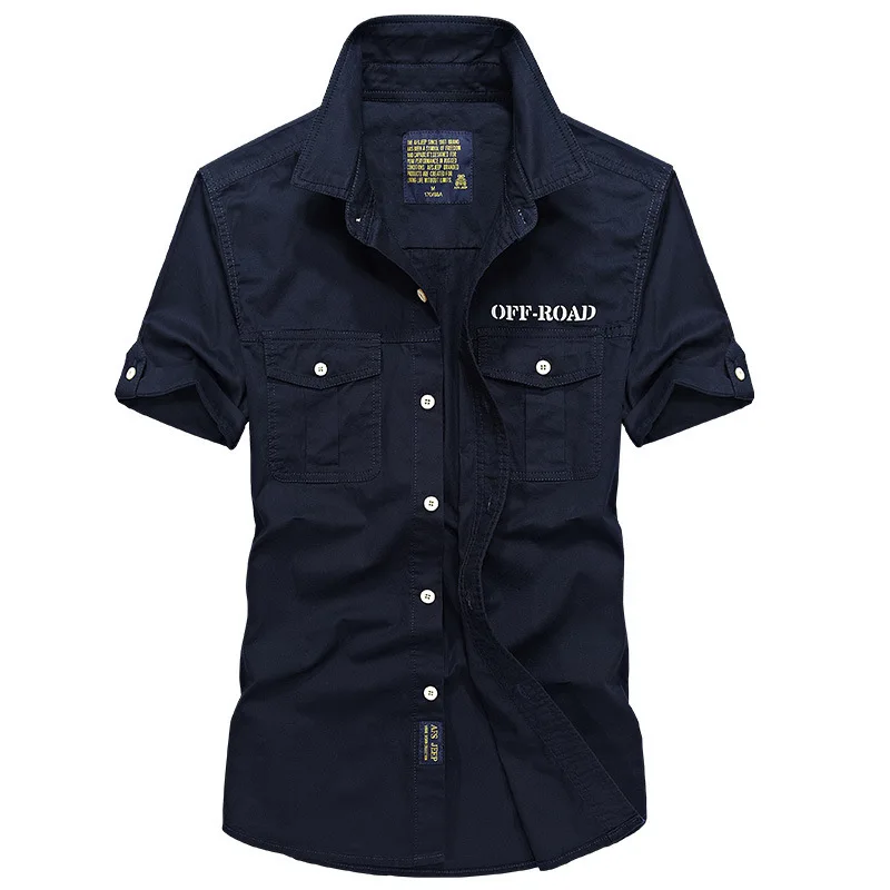 

Plus Size 4XL AFS JEEP Military Shirts Men Casual Short Sleeve Cotton Brand Shirts Camisa Social Masculina Army Men Clothing