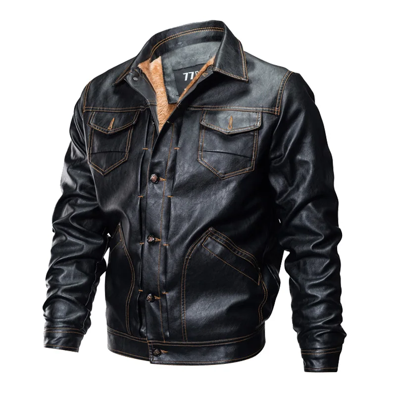 men's winter leather bomber jacket