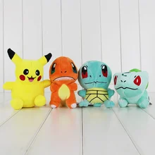 4Pcs Lot 13cm 15cm Anime Cartoon Squirtle Charmander Bulbasaur Plush Toy Stuffed Soft Dolls Great Gift