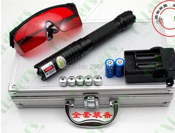 

High power Military 450nm 500W 500000m blue laser pointer Flashlight light burning match dry wood/burn cigarettes+glasses+gift