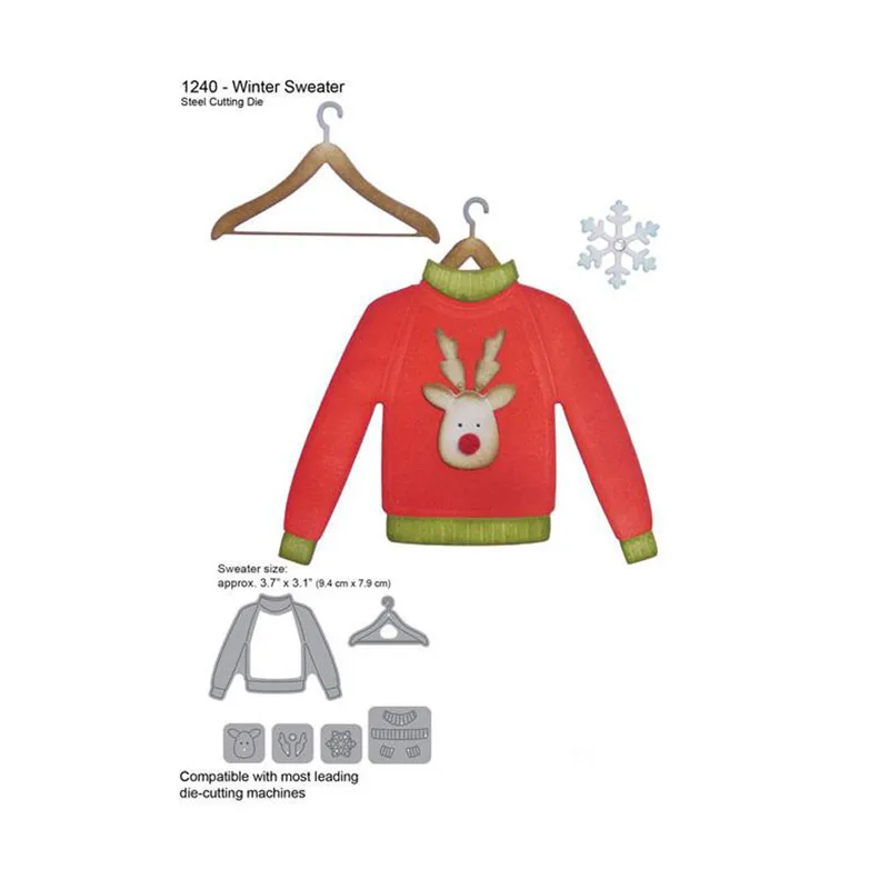 

YaMinSanNiO 6Pcs 83*70mm Apparel Metal Cutting Dies Scrapbooking Christmas Ornament Sweater for Craft DIY Cutting Stencil Dies