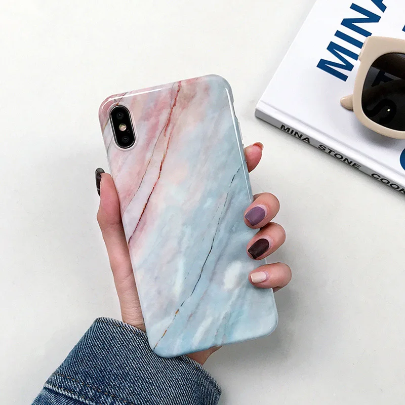 Гладкий мрамор силиконовый чехол для Xiaomi mi 8 Lite mi 9 mi 8 задняя ТПУ чехол на красный mi Note 7 6 Pro Red mi 6 Red mi Note 5 Чехол