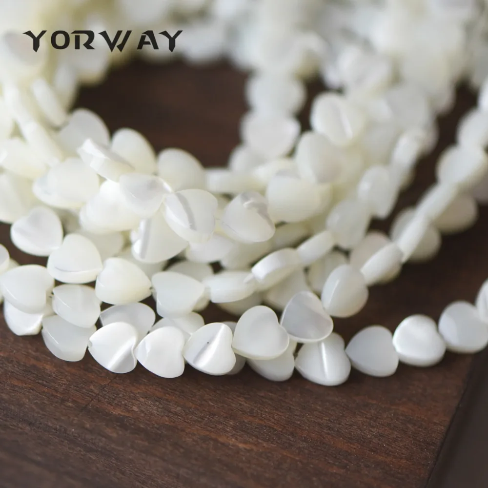

60beads/pack White Mother of Pearl Shell Heart Beads 6mm, Craft Jewelry Making Supplies Wholesale (#V1318)