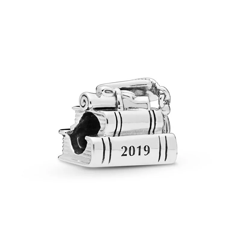 

2019 Mother Day Real 925 Sterling Silver Bead Cap, Book & Scroll Charm Fit Original Women Pandora Bangle Bracelet DIY Jewelry