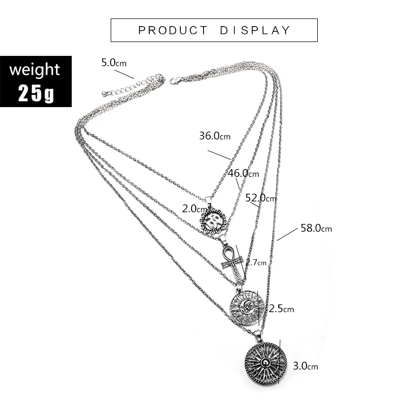 Tocona богемский старинный серебряный крест Солнце Луна кулон Чокеры ожерелье s многослойное ожерелье воротник для женщин ювелирные изделия 4814