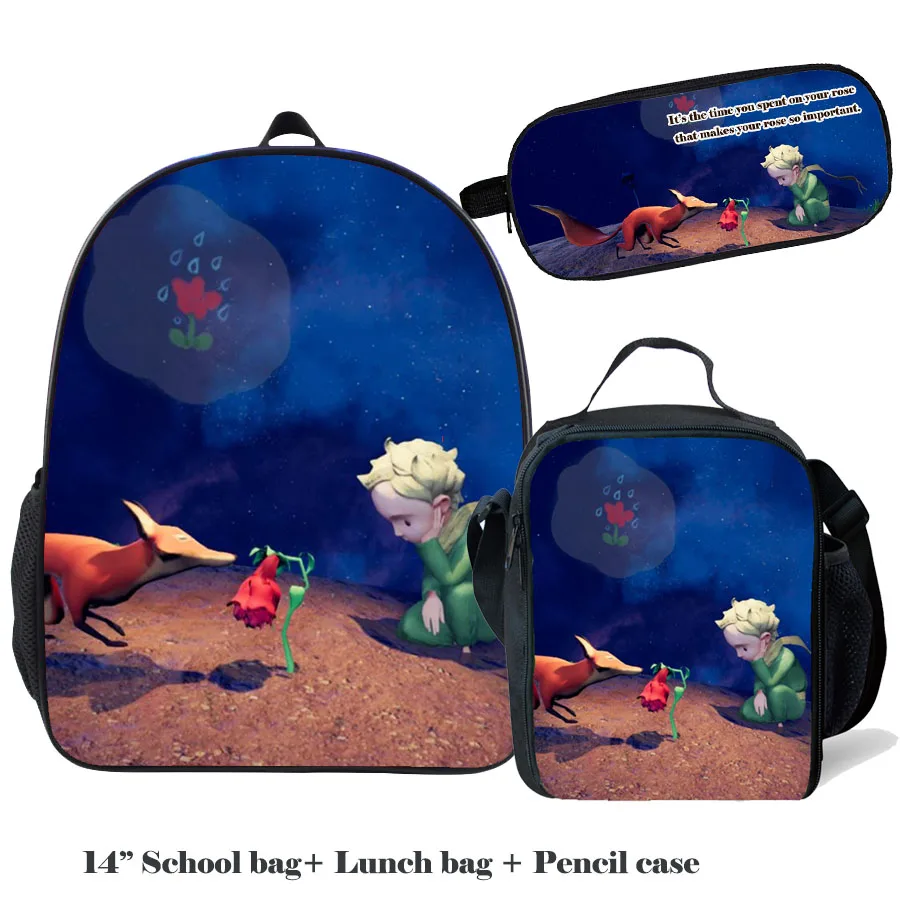 Школьная Детская сумка-рюкзак «Маленький принц», ортопедические школьные сумки для мальчиков и девочек, сумка для книг на плечо, новинка года, комплект с героями мультфильмов, поставщик - Цвет: B 3 sets (6)