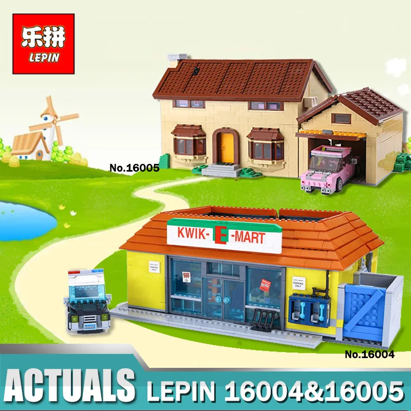 

Lepin 16005 The Simpsons Bart Homer/ Lepin 16004 the Kwik-E-Mart Building Block Bricks Compatible Legoinglys 71016 71006 for Boy