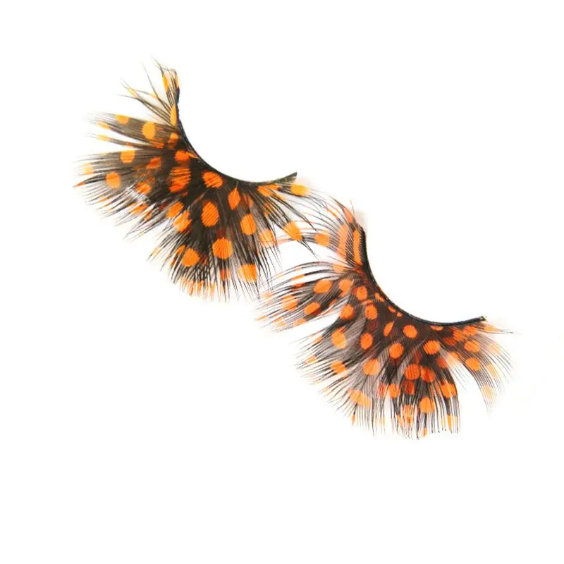 New Color False Eyelashes Exaggerated Stage Art Orange Feather Fake