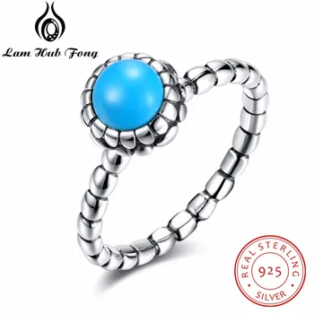 

925 Sterling Silver Jewelry Rings for Women Blue Zircon Vintage Style Rings Mother's day Gifts( Lam Hub Fong )