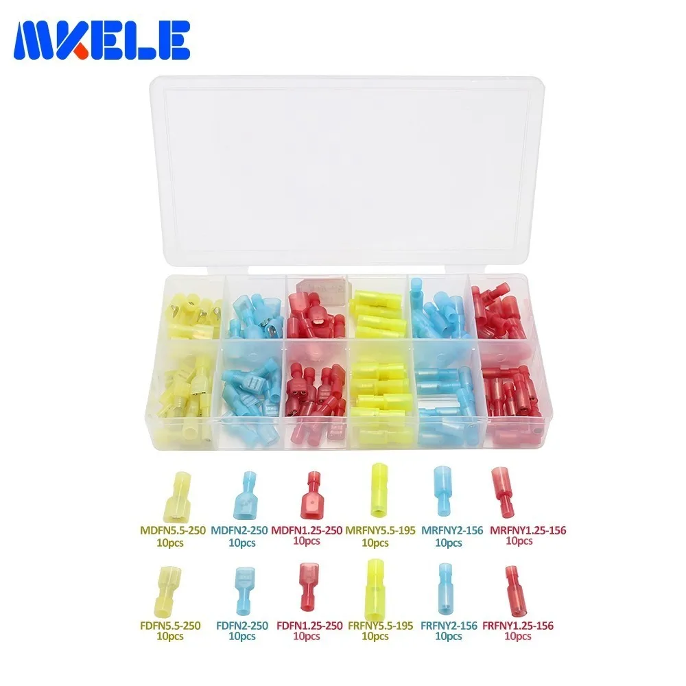 

120pcs/Box Nylon Insulating Crimp Terminal Female & Male Terminals GP-H011 Assorted Insulated Electrical Makerele