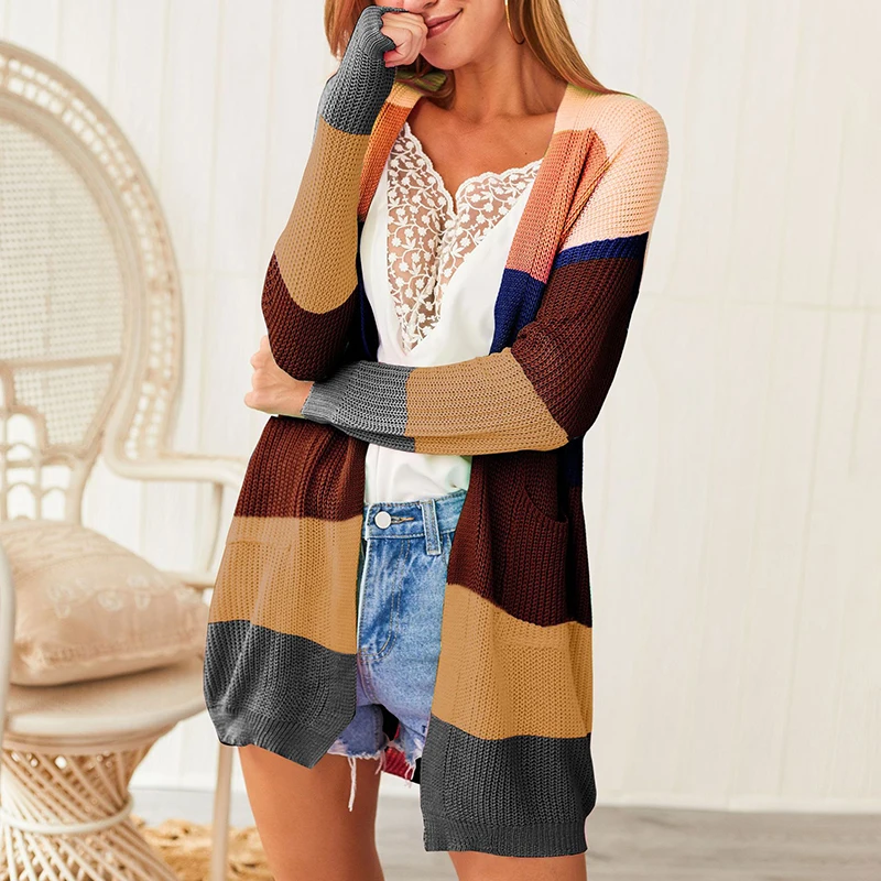 

Multicolor sweater women 2019 streetwear cute spring autumn women long cardigan fashion new loose coat female outerwear CDR552
